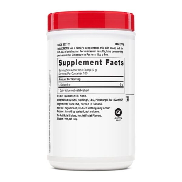 Gnc Pro Performance Micronized L-glutamine 5000 Mg, L-glutamina Micronizata Pudra Fara Aroma, 900 g