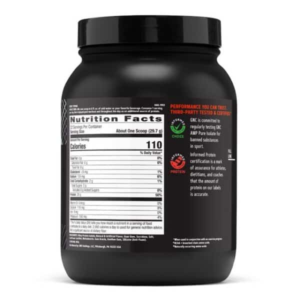 739968-1 Gnc Amp Pure Isolate, Proteina Izolata Din Zer Cu Aroma De Vanilie, 653.4 g