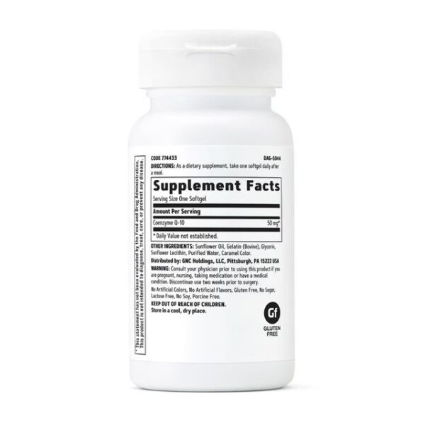 Gnc Coq-10 Naturala 50 Mg, Coenzima Coq-10, 120 Cps