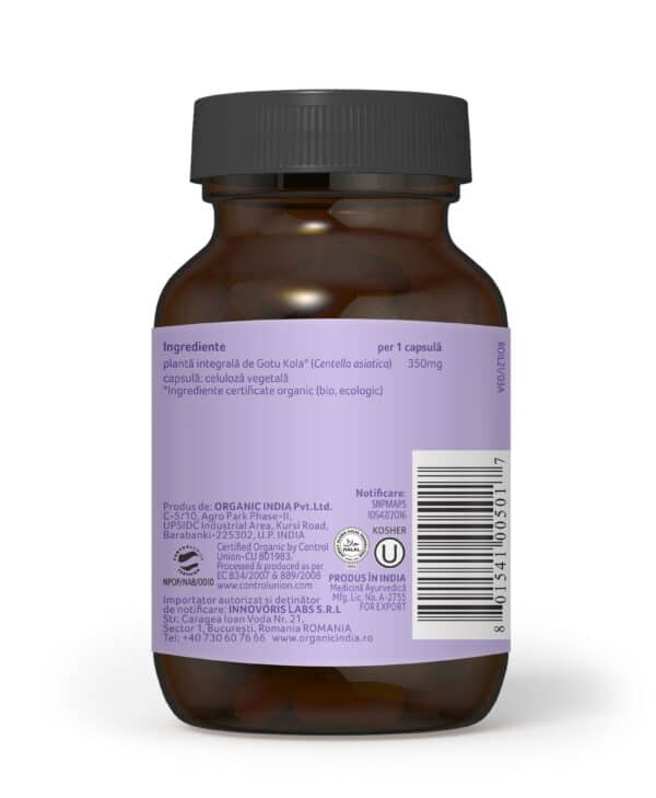 Brahmi-Gotu Kola | Creier & Sistem Nervos, 60 capsule, Organic India