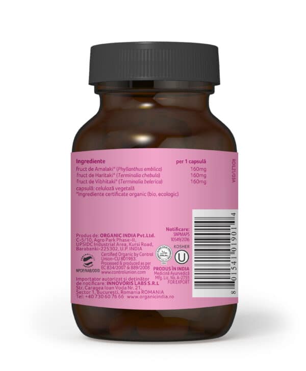 Triphala | Digestie & curățare colon 60 capsule, Organic India