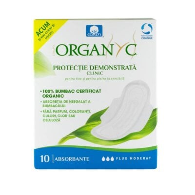 Tampoane de zi din bumbac organic, 10 bucăți, Organic