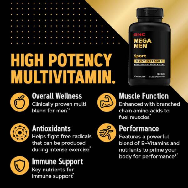 Mega Men® Sport, Complex de Multivitamine pentru Bărbați, 90 comprimate, GNC