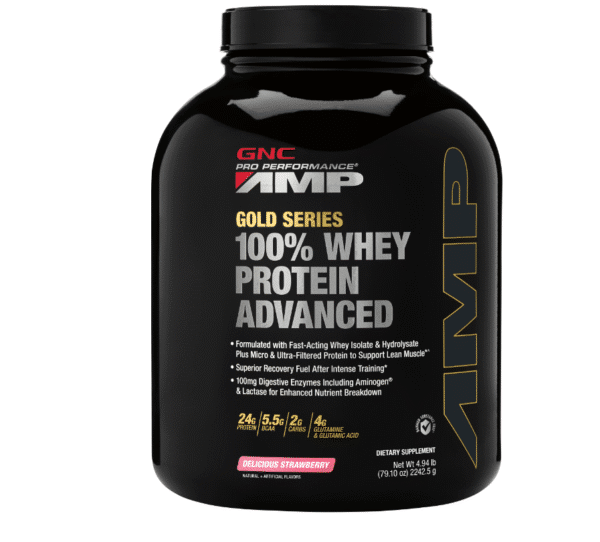 Gnc Pro Performance Amp Amplified Gold Series 100% Proteina Din Zer Advanced Cu Aroma De Capsuni