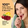 Gnc Women's Ultra Mega Soft Chews, Mixed Fruit, Multivitamine Pentru Femei Caramele Cu Aroma De Mix De Fructe, 60 Caramele