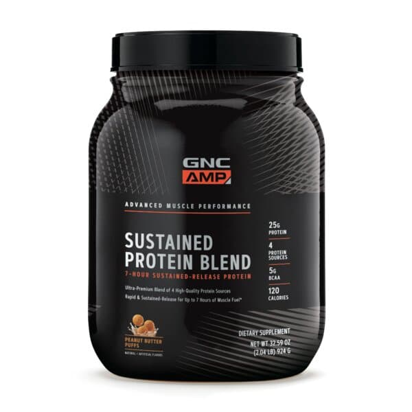 Gnc Amp Sustained Protein Blend Amestec Proteic Cu Aroma De Pufuleti Cu Unt De Arahide