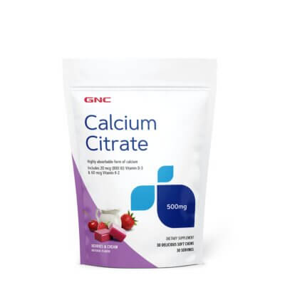 Gnc Calciu Citrat Caramele Cu Aroma Naturala De Fructe De Padure Si Frisca