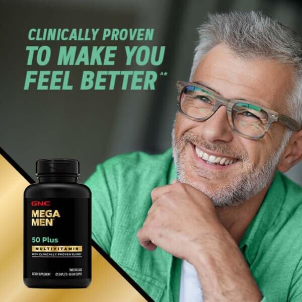 Gnc Mega Men 50 Plus, Complex De Multivitamine Pentru Barbati 50 Plus, 120 Tb