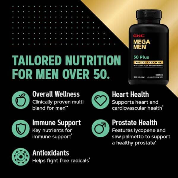 Gnc Mega Men 50 Plus, Complex De Multivitamine Pentru Barbati 50 Plus, 120 Tb