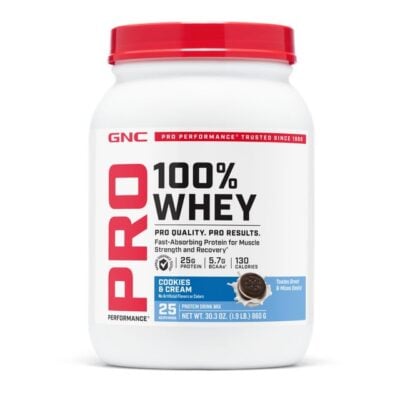 379974 Gnc Pro Performance 100% Whey, Proteina Din Zer Cu Aroma De Biscuiti Si Crema, Testata Antidoping, 860 g