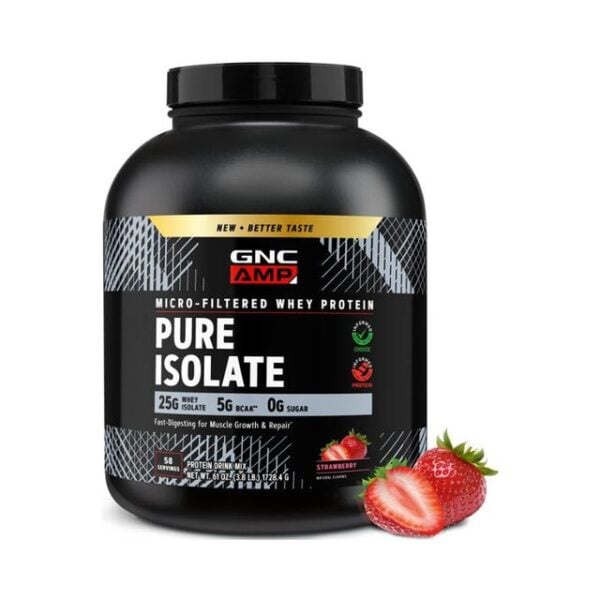 739971 Gnc Amp Pure Isolate, Proteina Izolata Din Zer, Cu Aroma De Capsuni, 1728.4 g