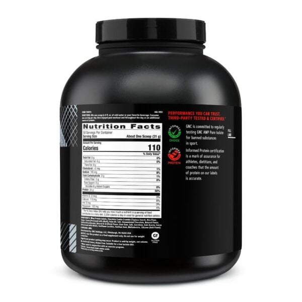 739973-1 Gnc Amp Pure Isolate, Proteina Izolata Din Zer, Cu Aroma De Biscuiti Cu Crema, 1798 g