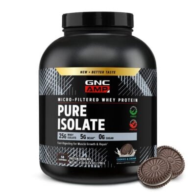 739973 Gnc Amp Pure Isolate, Proteina Izolata Din Zer, Cu Aroma De Biscuiti Cu Crema, 1798 g