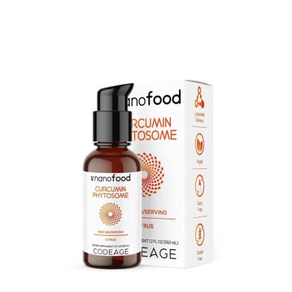 Codeage Nano Food Turmeric Phytosome, Turmeric Fitosom 1000 Mg Cu Aroma De Citrice, 59.2 Ml