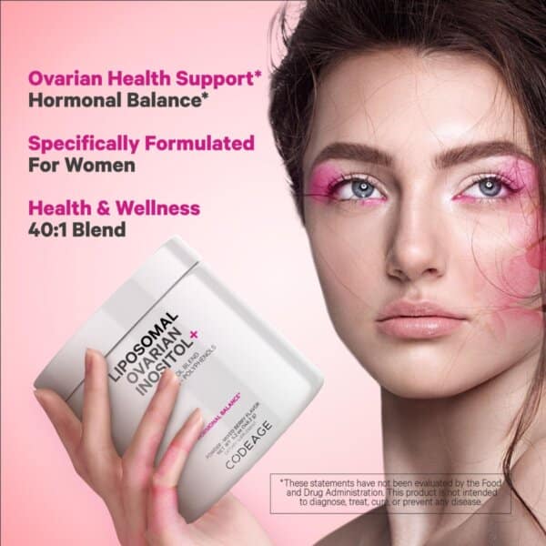Codeage Liposomal Ovarian Inositol+ - Mixed Berry , Myo-inozitol Ovarian Cu Coenzima Q10 Cu Aroma De Fructe De Padure, 148.2 G