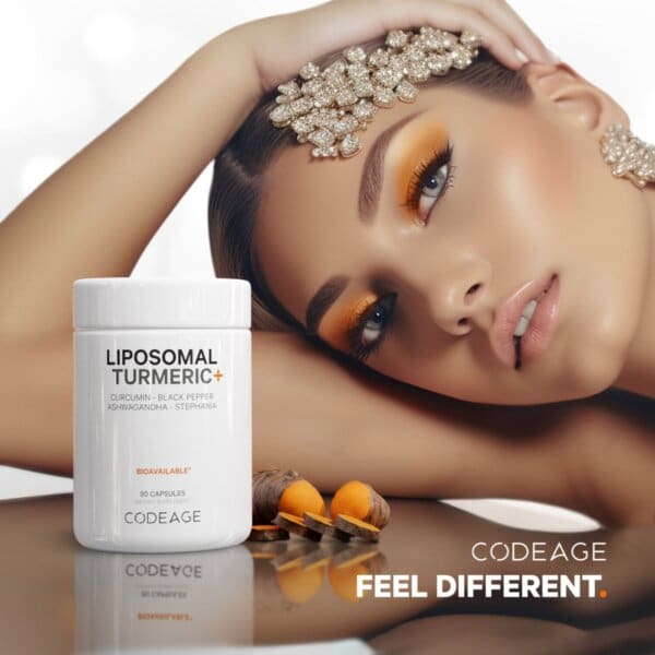 Codeage  Turmeric Lipozomal Fermentat + Piper Negru,  Curcumin Si Ghimbir, 90 Cps