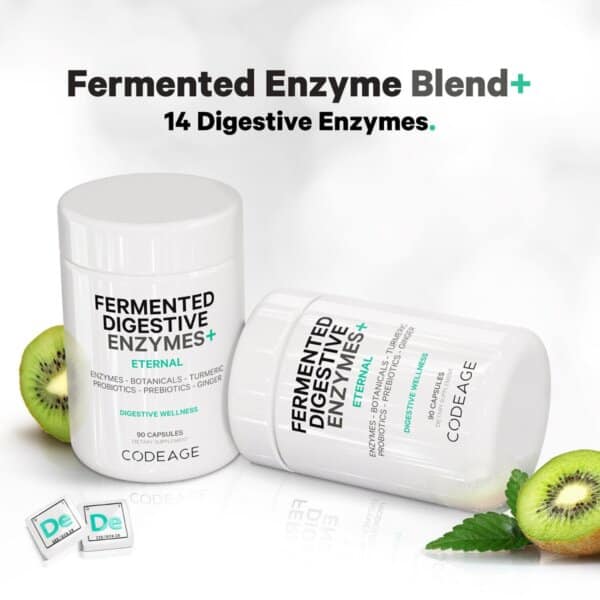 Codeage Fermented Digestive Enzymes With Probiotics & Prebiotics, Enzime Digestive Cu Probiotice Si Prebiotice Pentru Sustinerea Digestiei, 90 Cps