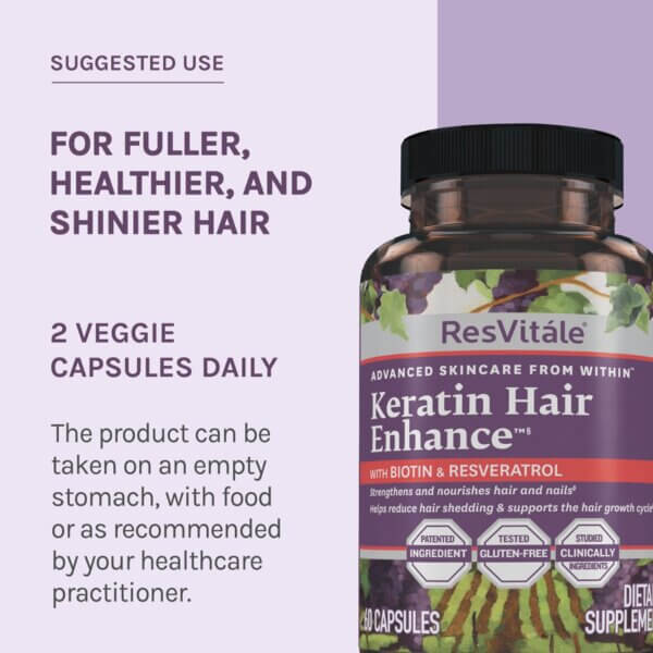 Resvitale Keratin Hair Enhance, Keratina Cu Biotina Si Resveratrol, 60 Cps