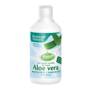 Suc organic cu pulpă din frunze de Aloe Vera, 1000 ml, Rotta Natura