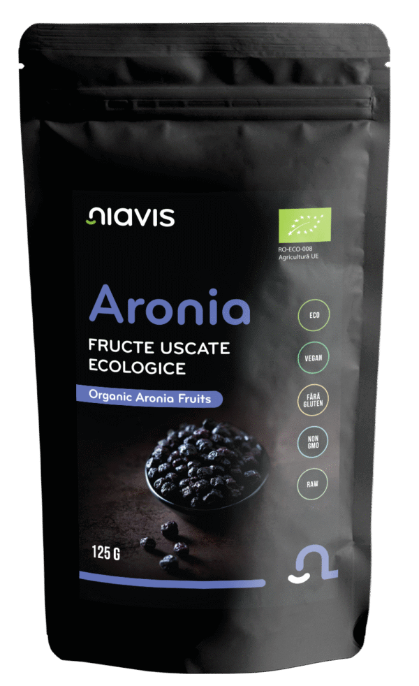Aronia Fructe Uscate Raw Ecologice, 125g, Niavis