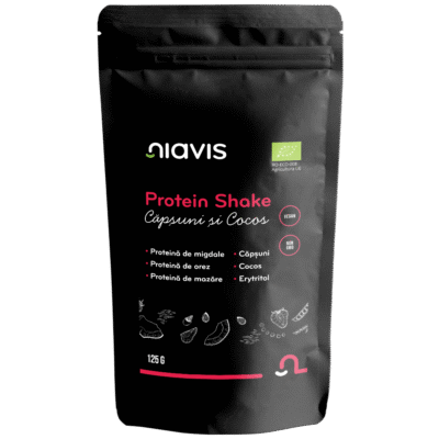 Protein Shake cu Căpșuni și Cocos Ecologic/BIO, 125g, Niavis