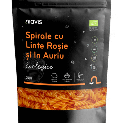 Spirale cu Linte Roșie și In Auriu Ecologice/BIO, 250g, Niavis