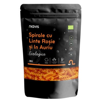 Spirale cu Linte Roșie și In Auriu Ecologice/BIO, 250g – Niavis