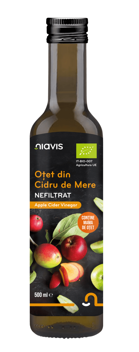Oțet din Cidru de Mere Nefiltrat Ecologic/BIO, 500ml, Niavis