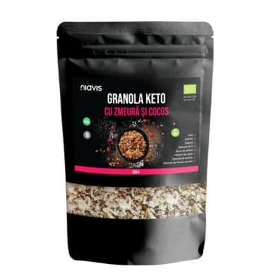 Granola Keto cu Zmeură și Cocos Ecologic/BIO, 200g – Niavis