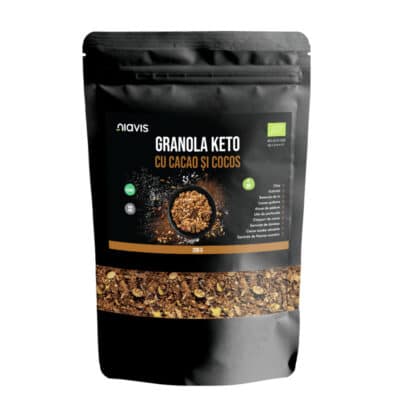 Granola Keto cu Cacao și Cocos Ecologic/BIO, 200g – Niavis