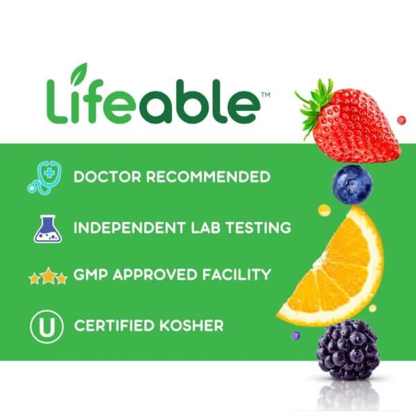 Lifeable Vitamin D3 + K2 Kids Gummies, Vitamina D3+k2 Jeleuri Pentru Copii, Cu Aroma Naturala De Capsuni, 60 Jeleuri