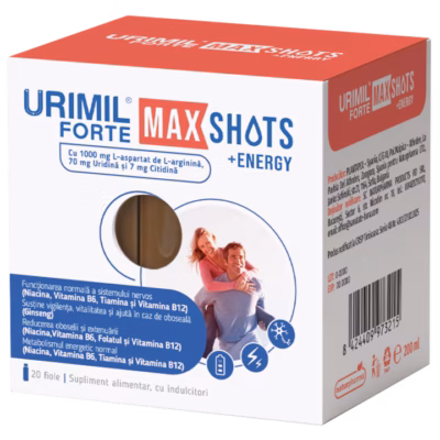 Urimil Forte Max Shots + Energy, 20 fiole, Naturpharma