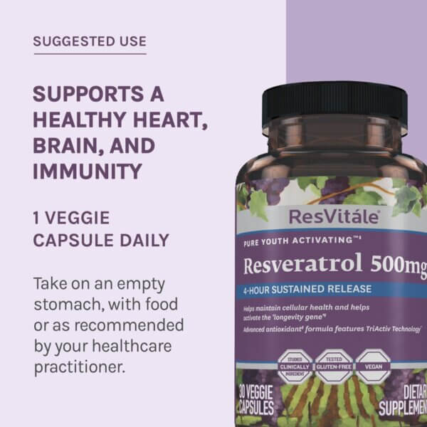 Resveratrol 500 Mg Cu Quercetina, 30 Cps, Resvitale