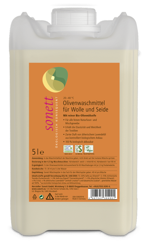 Detergent lichid pentru lana si matase ecologic 5l Sonett
