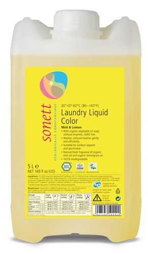 Detergent lichid pentru rufe colorate cu menta si lamaie ecologic 5l Sonett
