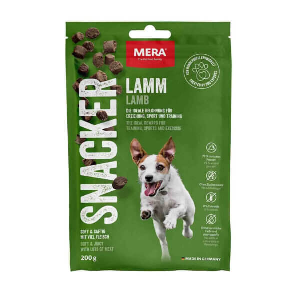 Recompense pentru câini Adult, MERA Snacker, Miel, 200g