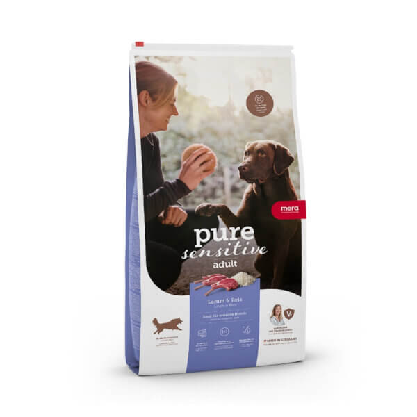Hrană uscată câini MERA Pure Sensitive, Medium Maxi, Adult, Miel și Orez 12,5kg