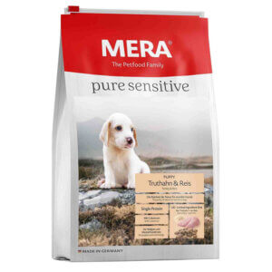Hrană uscată câini MERA Pure Sensitive, Junior, Curcan și Orez, 4kg