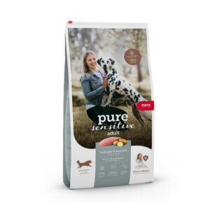Hrană uscată câini MERA Pure Sensitive, Fresh Meat, Medium Maxi, Adult, Curcan și Cartof, 12,5kg