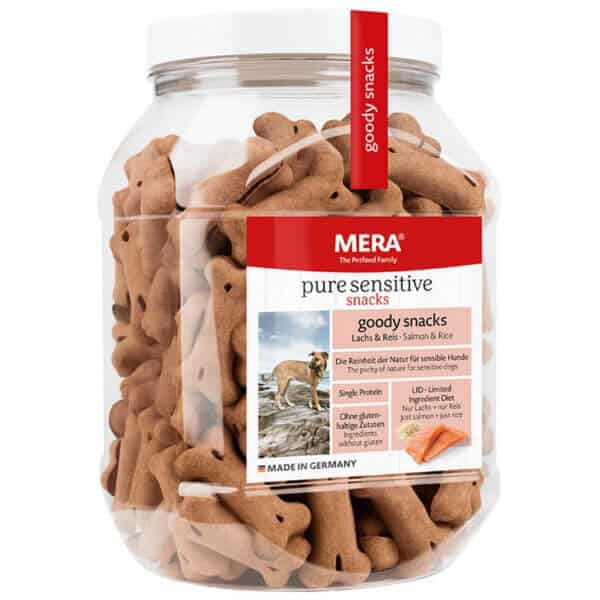 Recompense pentru câini Adult, MERA Goody Snacks, Somon și Orez, 600g