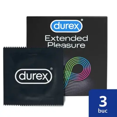 Prezervative Extended Pleasure, 3 bucăți, Durex
