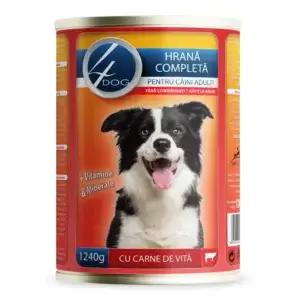 Hrană umedă câini 4DOG, Vită, 1250g