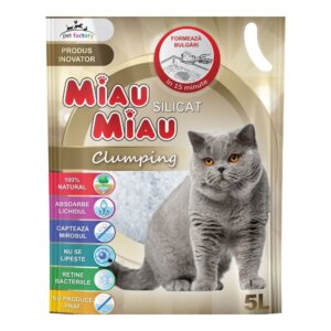 Nisip litieră MIAU MIAU Silicat Clumping, 5L
