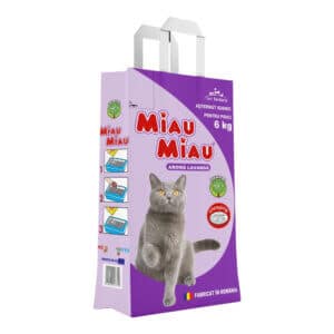 Nisip litieră MIAU MIAU Bentonită, Lavandă, 6kg