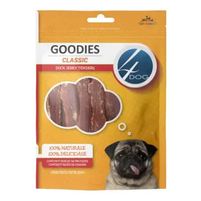 Recompense pentru câini Adult, 4DOG GOODIES Classic, Jerky Tenders Rață, 100g