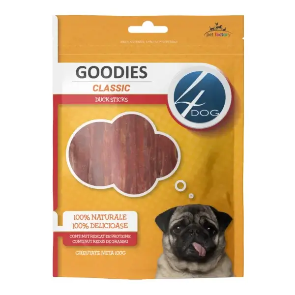 Recompense pentru câini Adult, 4DOG GOODIES Classic, Sticks cu Rață, 100g