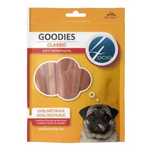 Recompense pentru câini Adult, 4DOG GOODIES Classic, Fâșii Moi de Pui, 100g