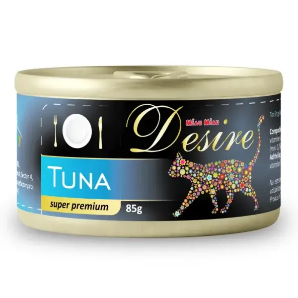 Hrană umedă DESIRE Conservă, pisică Adult, Ton File în Gelatină, 85g