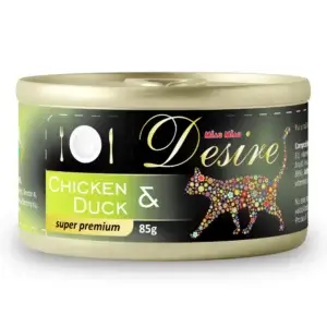 Hrană umedă DESIRE Conservă, pisică Adult, Pui File și Rață în Gelatină, 85g