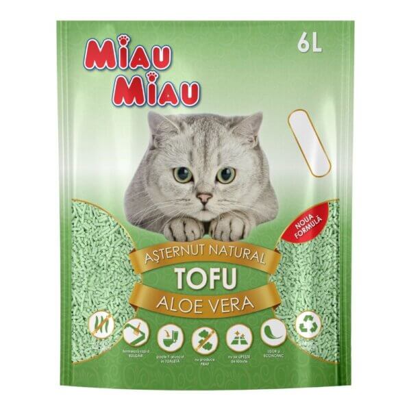 Nisip litieră MIAU MIAU Tofu, Aloe Vera, 6L